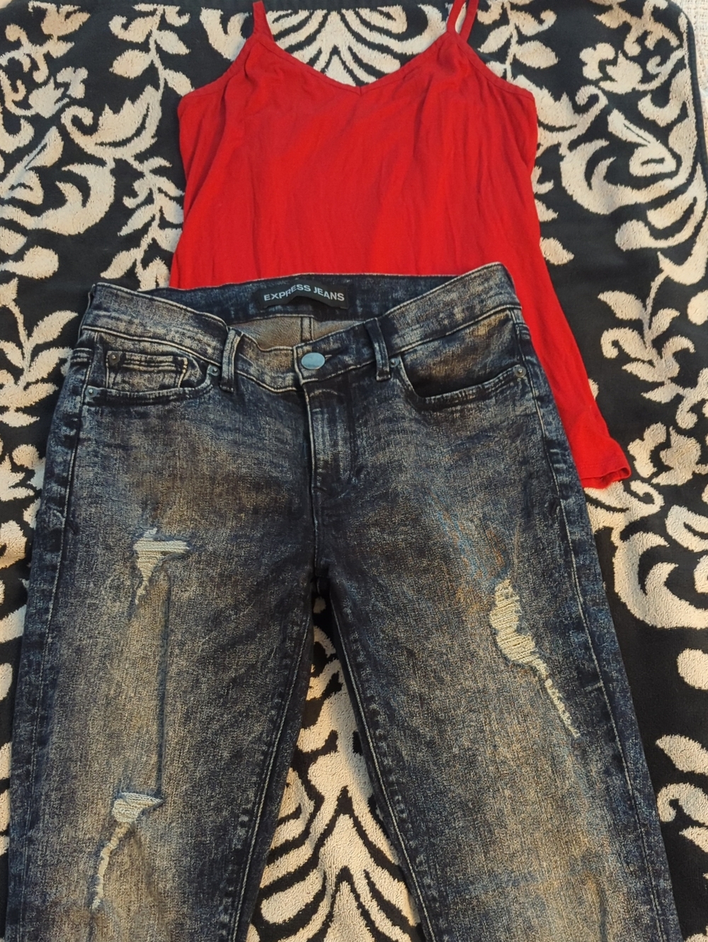 Y2K Express Outfit Check✅ Vintage Jegging Jeans & Spaghetti Strap Tank Combo SM